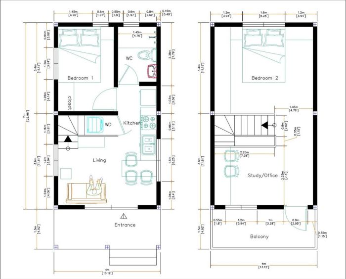 Desain rumah ukuran 4x7 meter